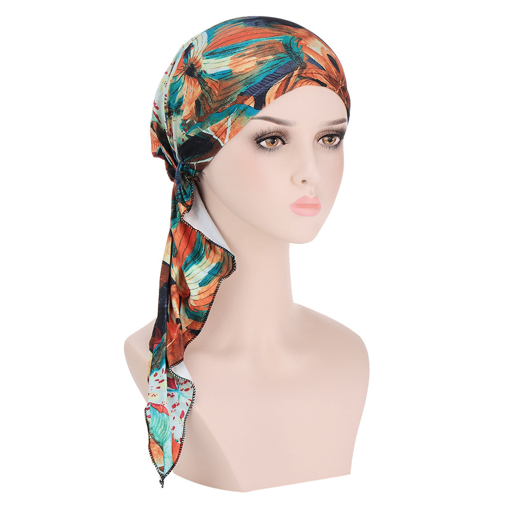 Women's European And American Printed Curved Cloth Hat