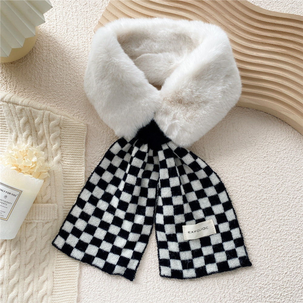 Women's Thickened Warm Plaid Plush Scarf
