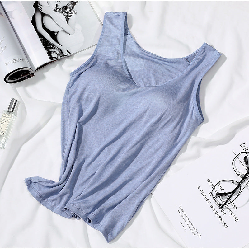 Camisole With Chest Pads Outerwear Base Layer Spaghetti Strap Top