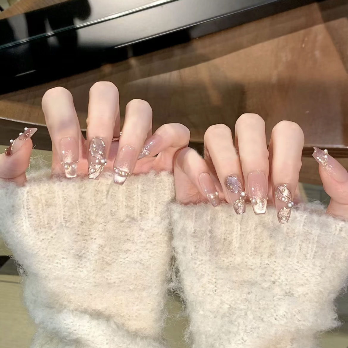 The Mermaid Princess Wears An Alligator Tail Ribbon And Has Beautiful Manicured Nails.