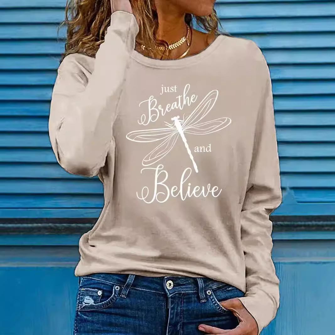 Dragonfly Long Sleeve Casual Women's Clothing