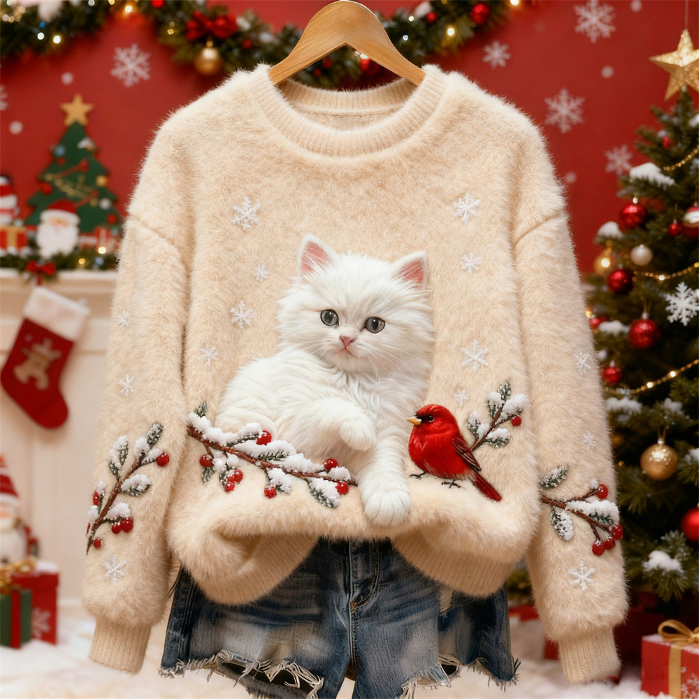 3D Digital Print Pattern Christmas Women's Flannel Sweatshirt