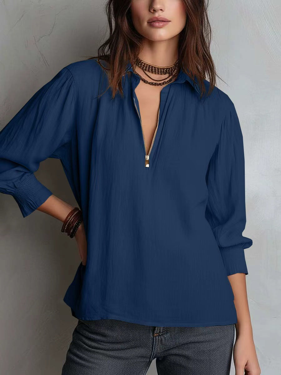Womens Western-style Shirt-collar Pullover