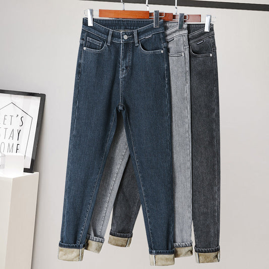 Fashion Ladies' High-waisted Plus Velvet Feet Pants