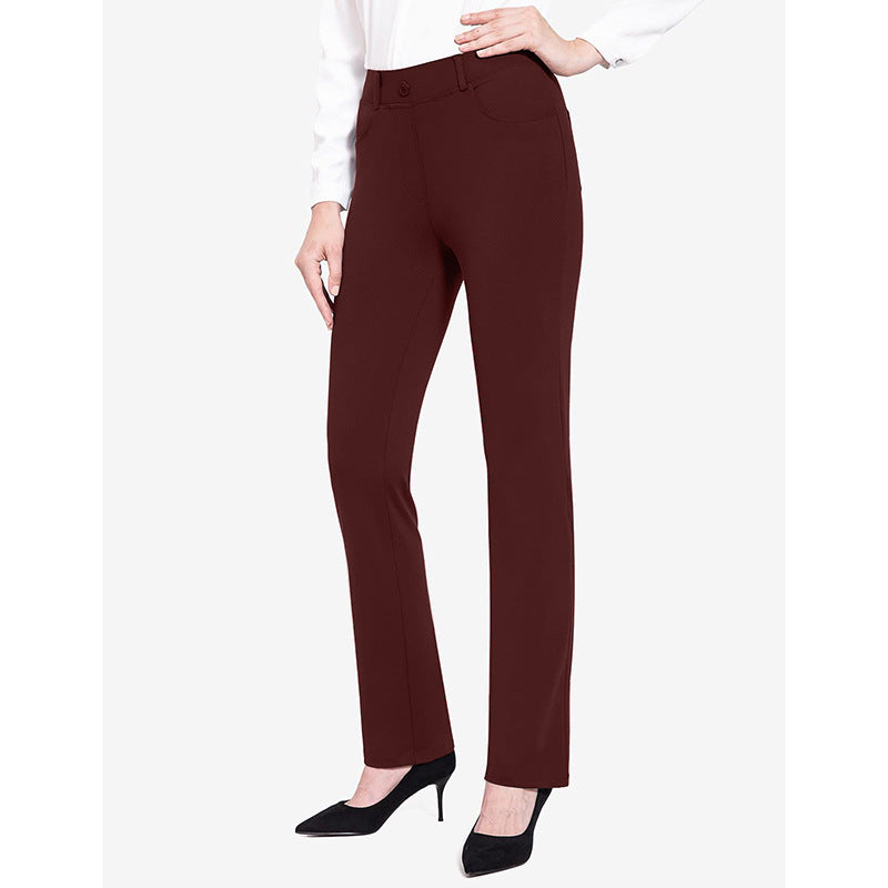 Solid-color Stretch High-waist Slim-fit Yoga Pants
