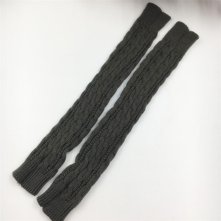 Women's Warm Solid Color Twist Long Half Finger Elastic Sleeves