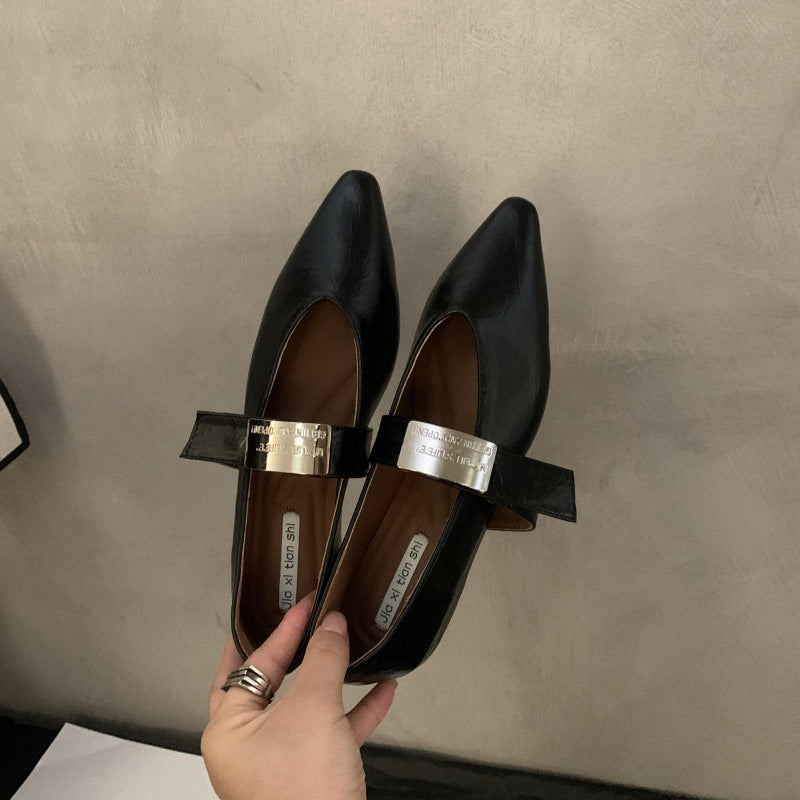 Summer One Word With Evening Wind Pointed Toe Silver Mary Jane Shoes