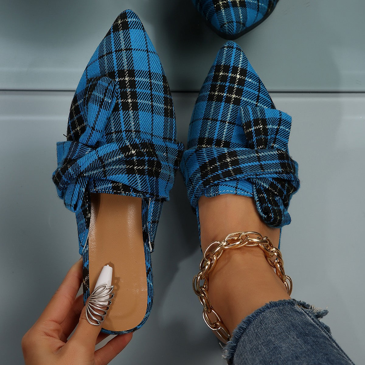 Summer Pointed Flat Semi Slippers