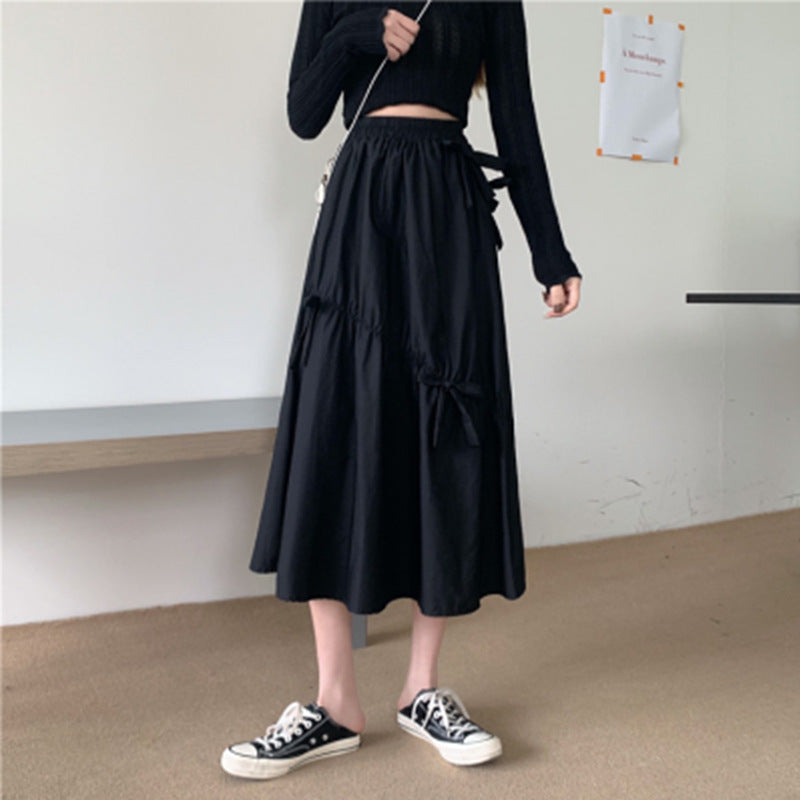 Women's Korean-style Sweet Elegance Loose Black A- Line Dress