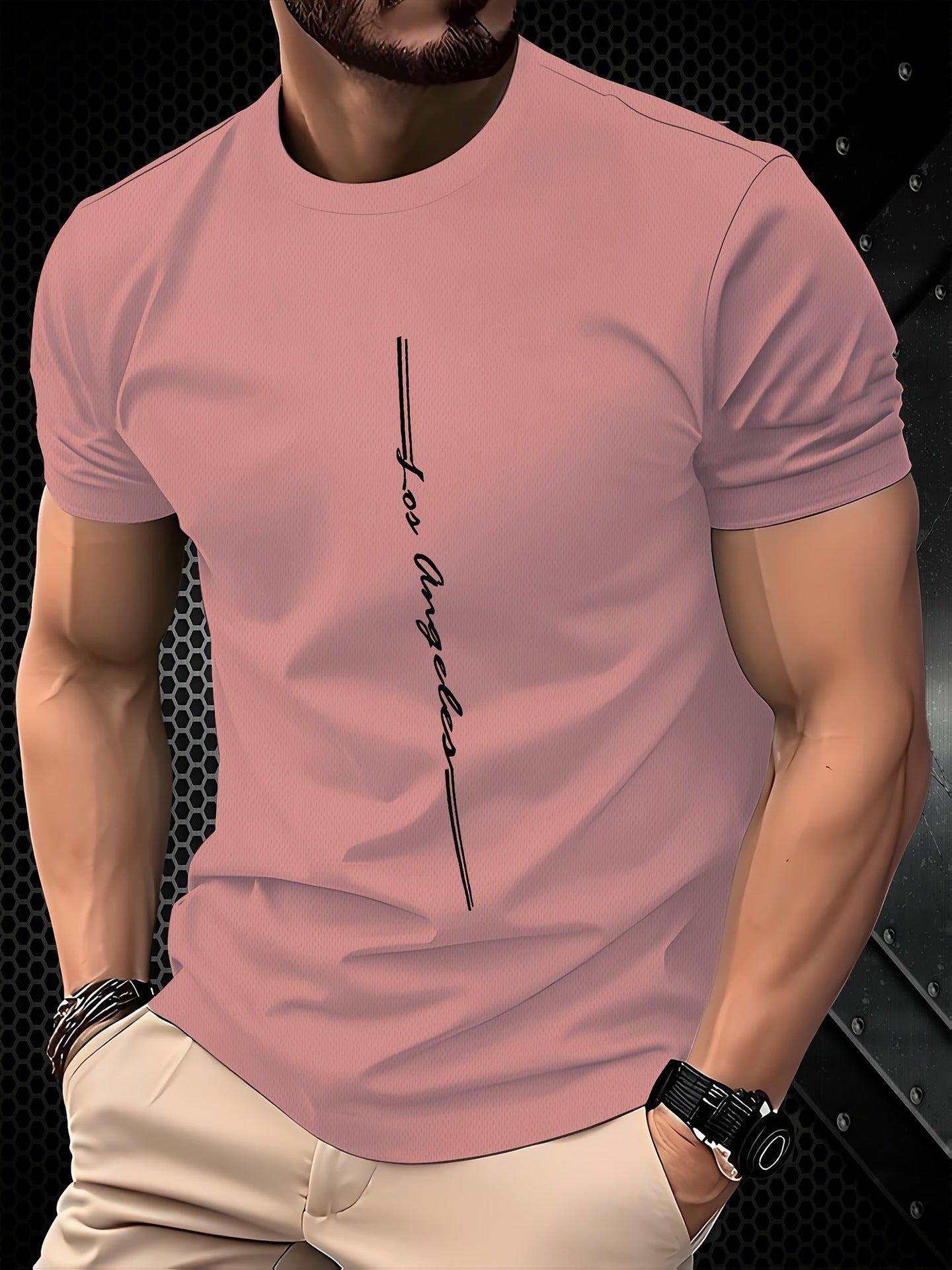 Mens Casual Minimalist 3D Short Sleeve Printed T Shirt Top
