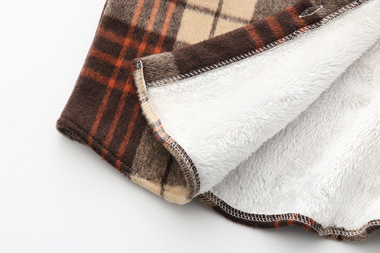 Women's Casual Small Plaid Woolen Fleece Shirt