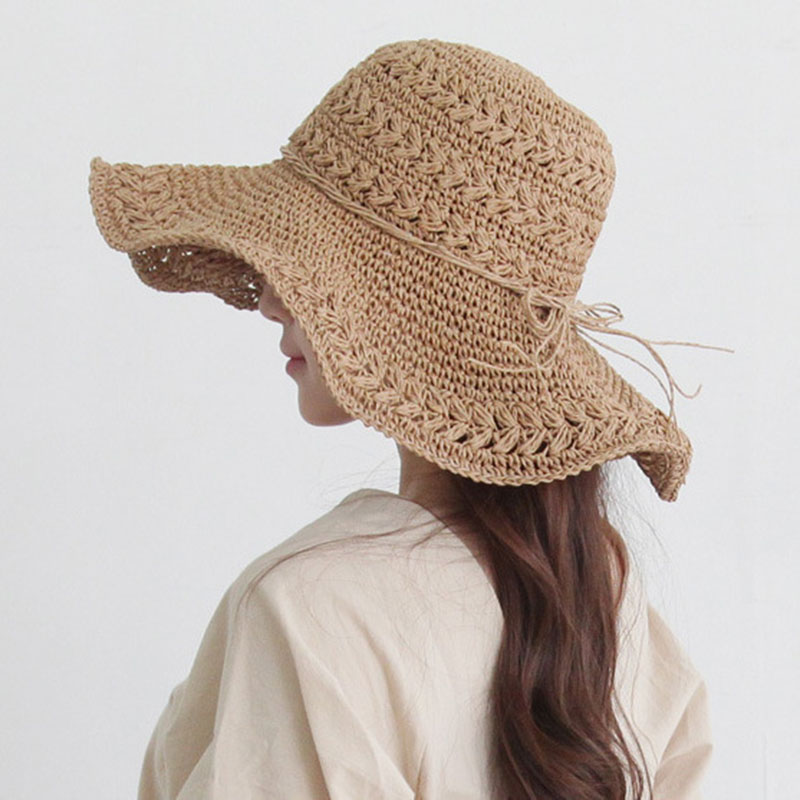 Handmade Hollowed Out Female Summer Seaside Straw Hat