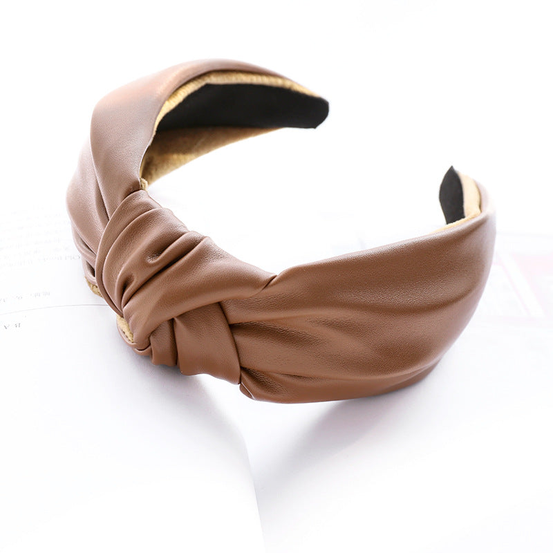 Fashion Solid Color Leather Hairpin Women's Hair Accessories PU Leather Headband