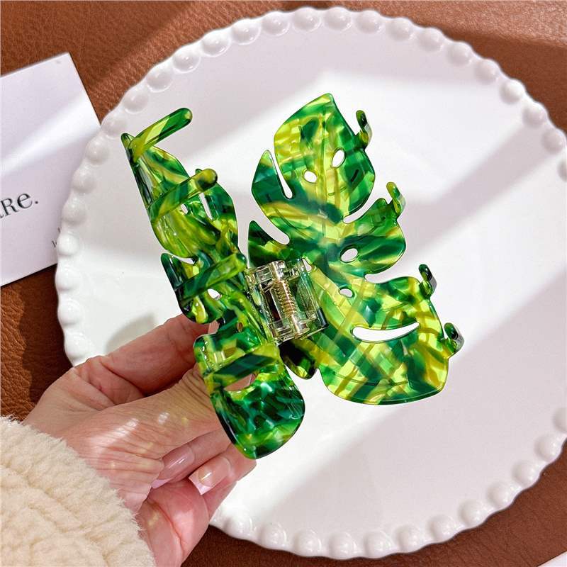 Creative Decorative Colorful Acetate Leaves Barrettes