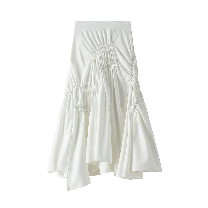 Super Hot Black White Pleated Midi Skirt