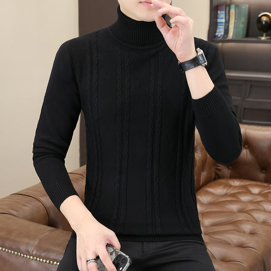 New Mens Turtleneck Sweater With A Twisted Cable Knit Design