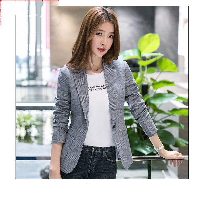 Casual Waist Short Slim Plaid Suit