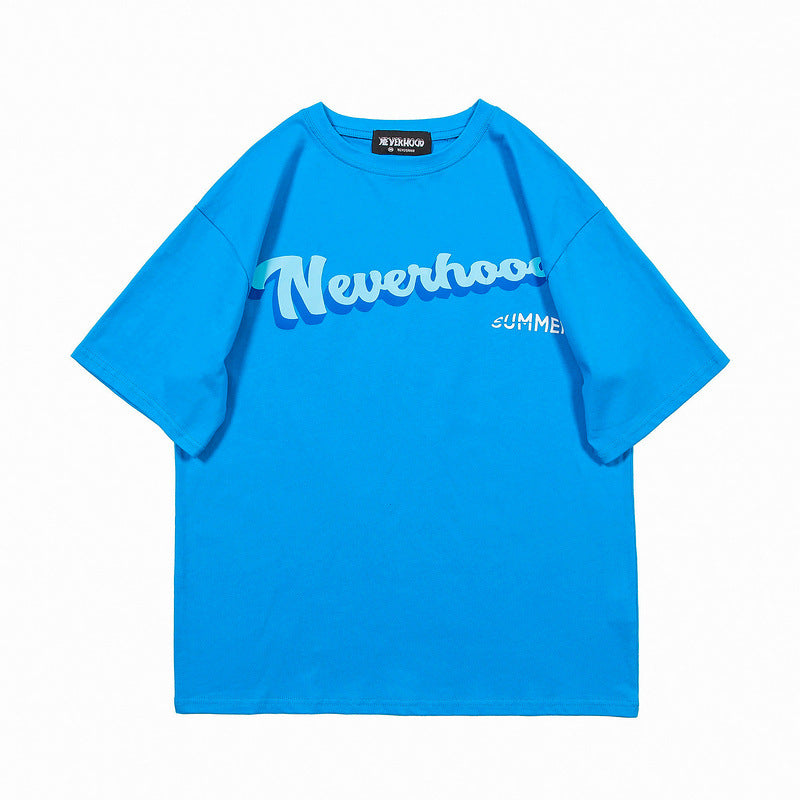Literary Letters NEVERHOOD Printed European And American Loose Short-sleeved