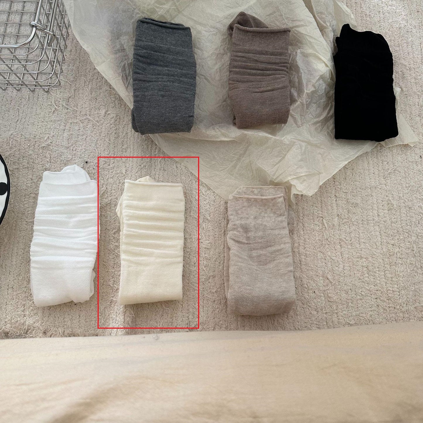 Solid Color Mesh Colorful String Mesh Hollow Out Mid-calf Length Loose Socks