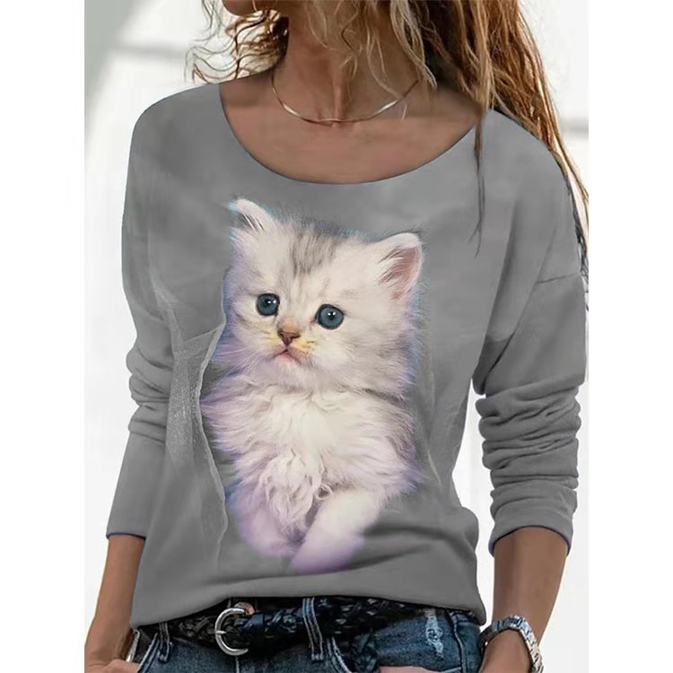 New Animal Pattern Long-sleeved T-shirt Female Bottoming Shirt