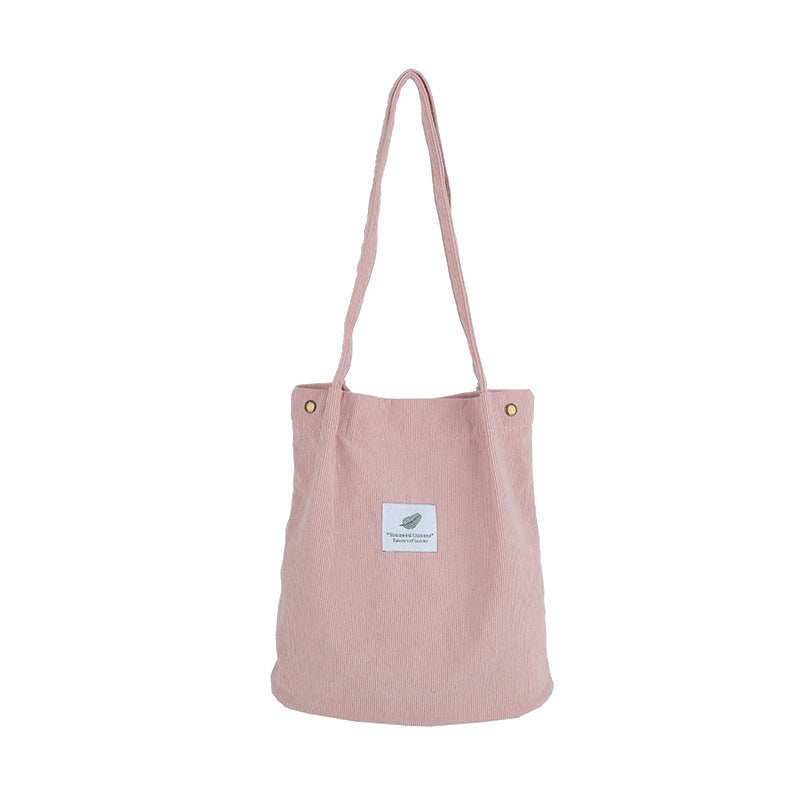 Artistic Corduroy Single-shoulder Bucket Bag