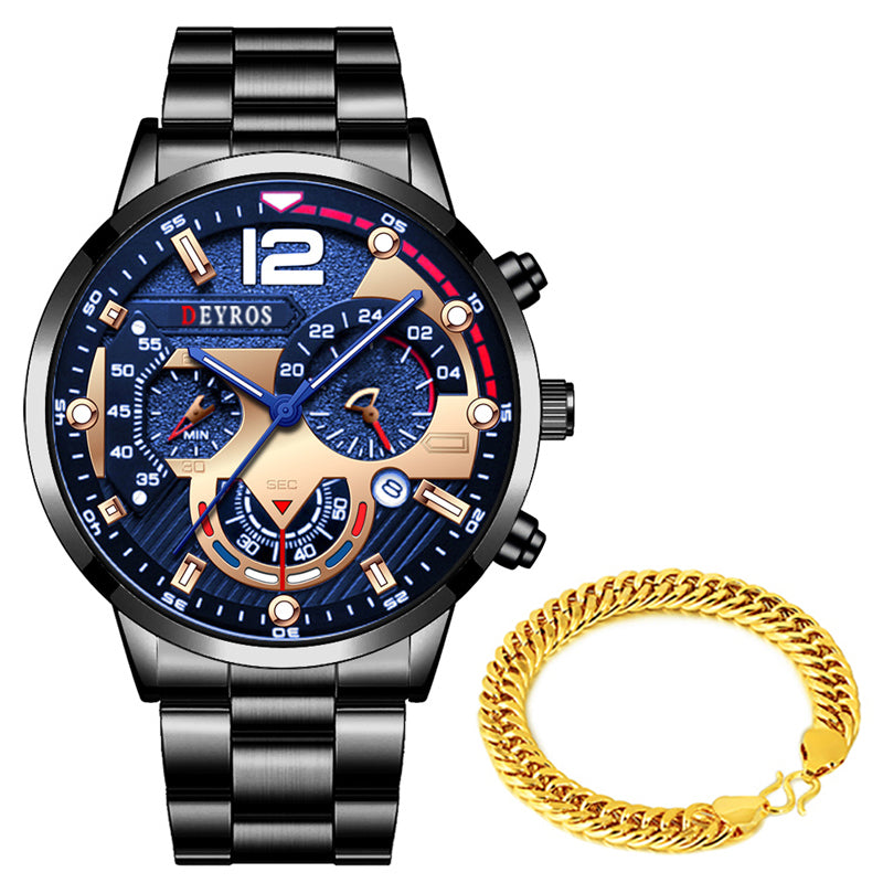 Six-hand Steel Band Quartz Watch Sports Men