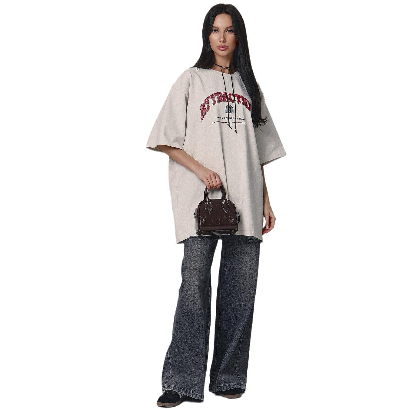 Women's Letter Printed T-shirt Loose Shoulder