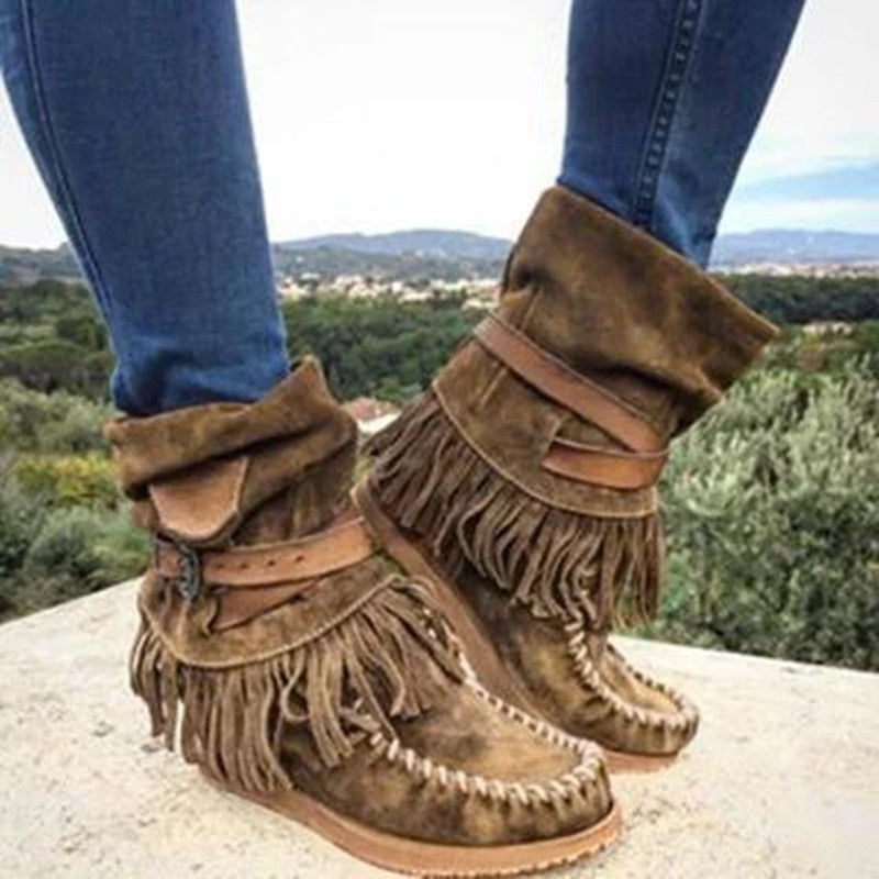 Flat Sleeve Plus Size Sewing Bag National Style Cotton Boots Women's Leather Boots
