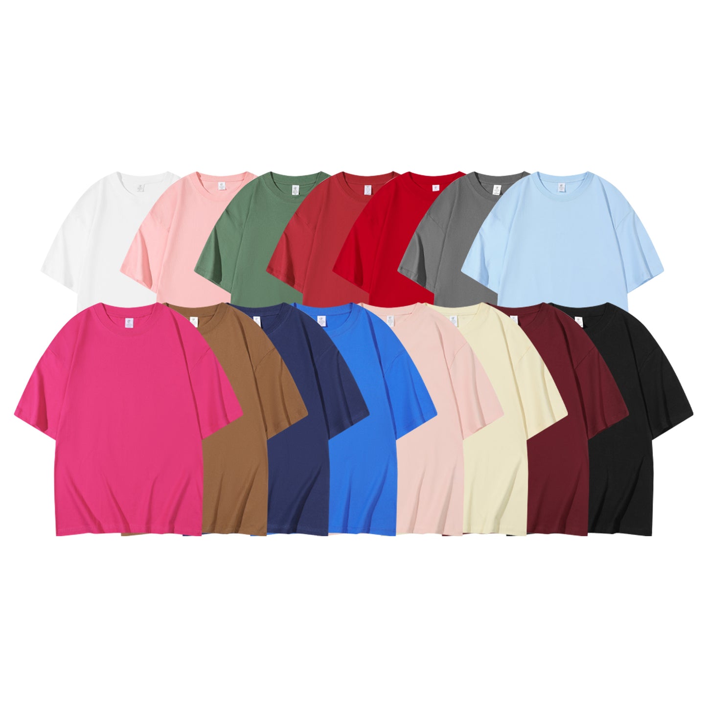 T-shirt i bomuld til mænd, 220g kraftig, ensfarvet, rund hals, korte ærmer