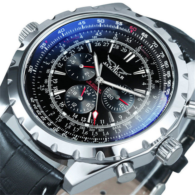 Casual Hollow Multi-function Large Dial Mechanical Watch