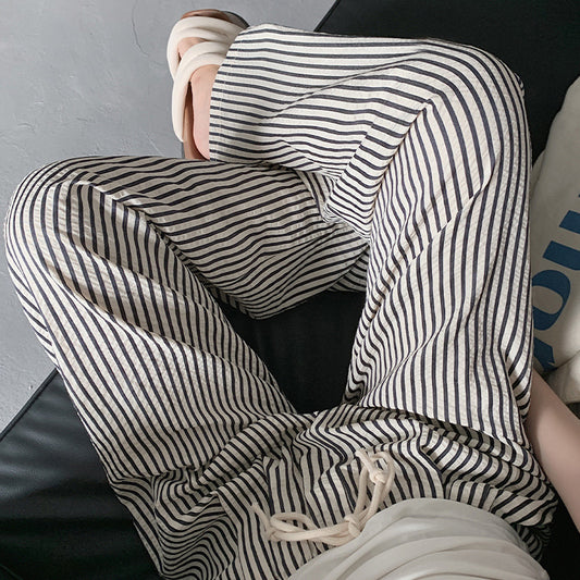 Trendy Black And White VerticalStriped WideLeg Pants For Women