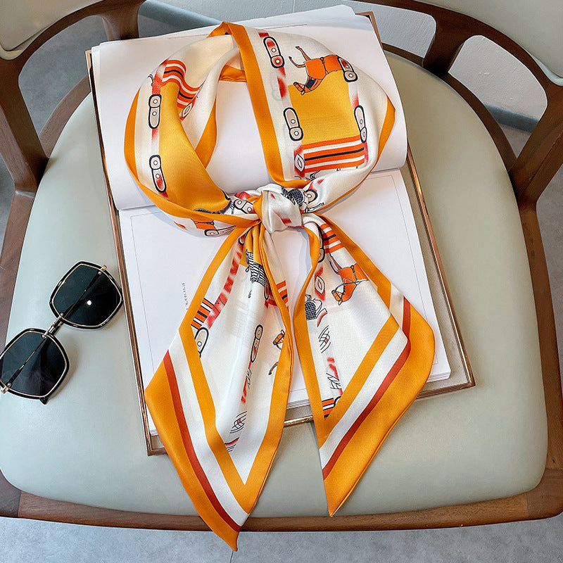 New Style Printed Silk Scarf Women's Fashion Double-sided Warm