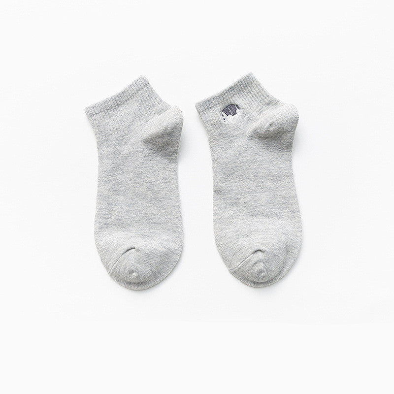 Socks Shallow Mouth Cartoon Embroidery Cute Japanese