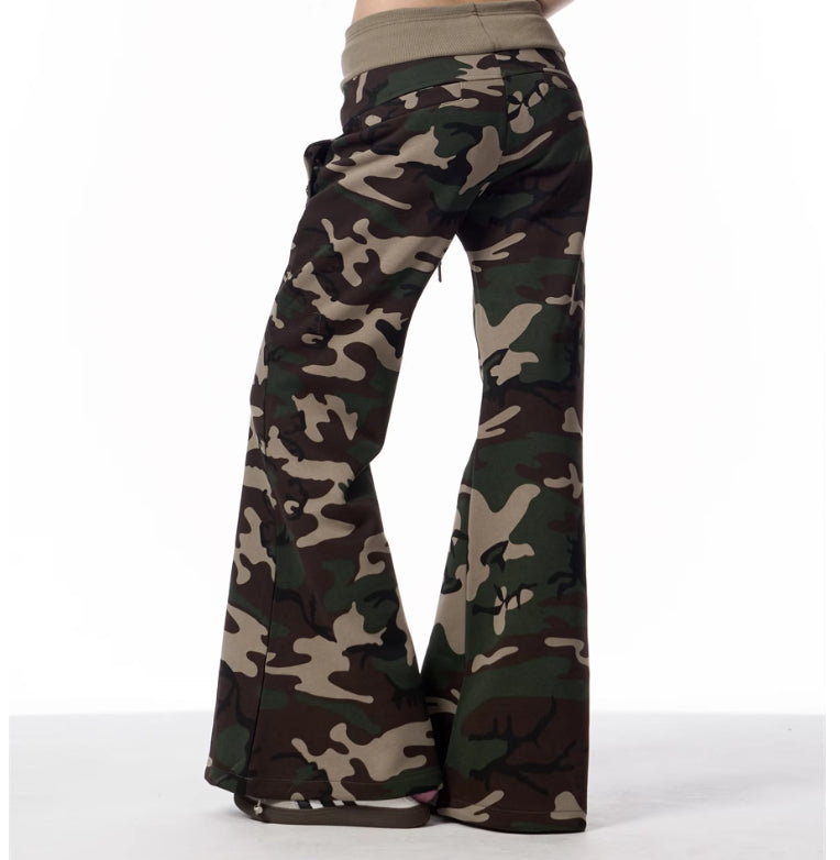 Women's Low Waist Overalls Flanging Jeans