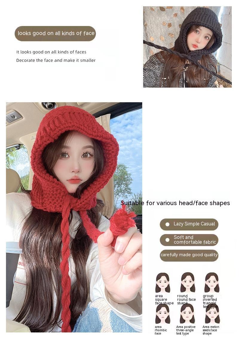 Knitted Wool Lace-up Earmuffs Hat