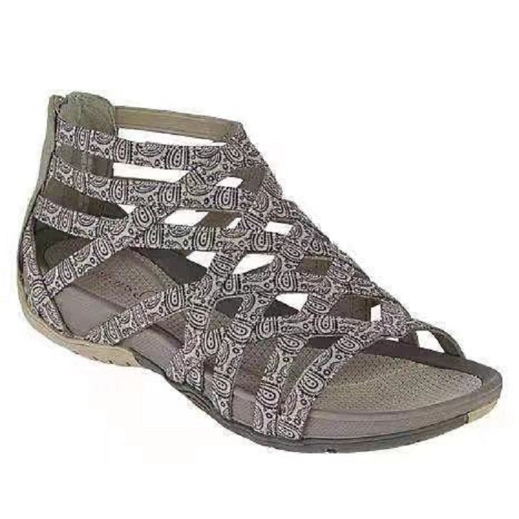 Flat Cross Strap Open Toe Leopard Print Sandals
