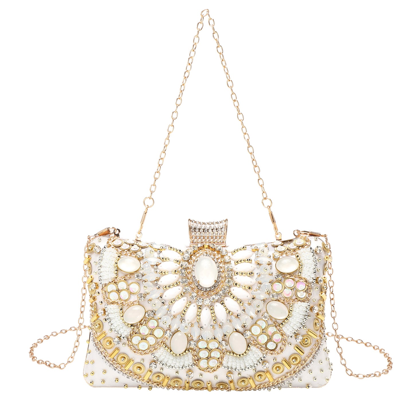Retro Pearl Embroidery Dinner Bag Handmade Beaded Women's Hand-held