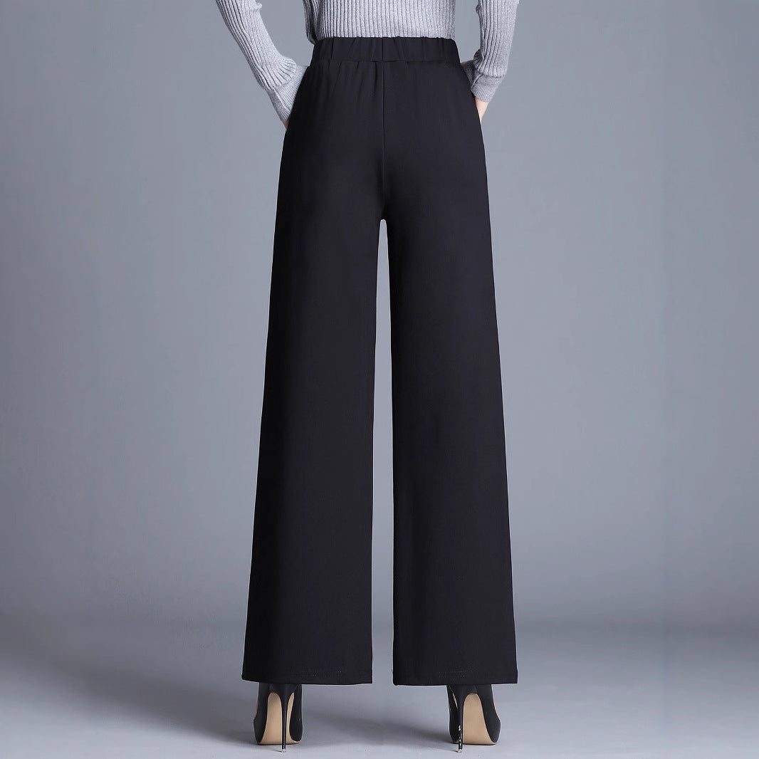 Elastic-waist Versatile Straight-leg Trousers For Commuting