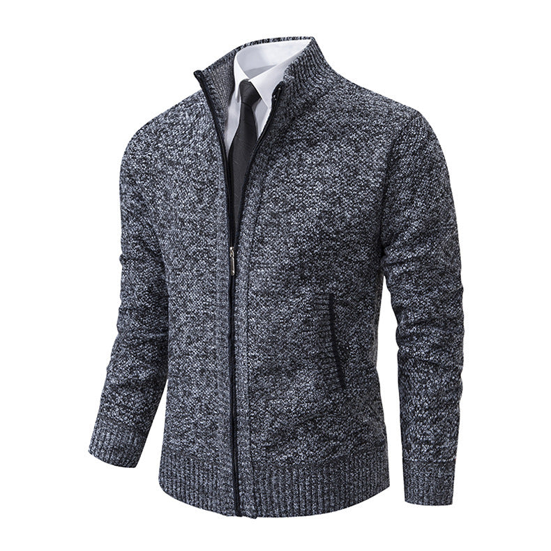 Autumn And Winter Warm Men's Casual Cardigan Stand-up Collar Sweater Coat Fashion