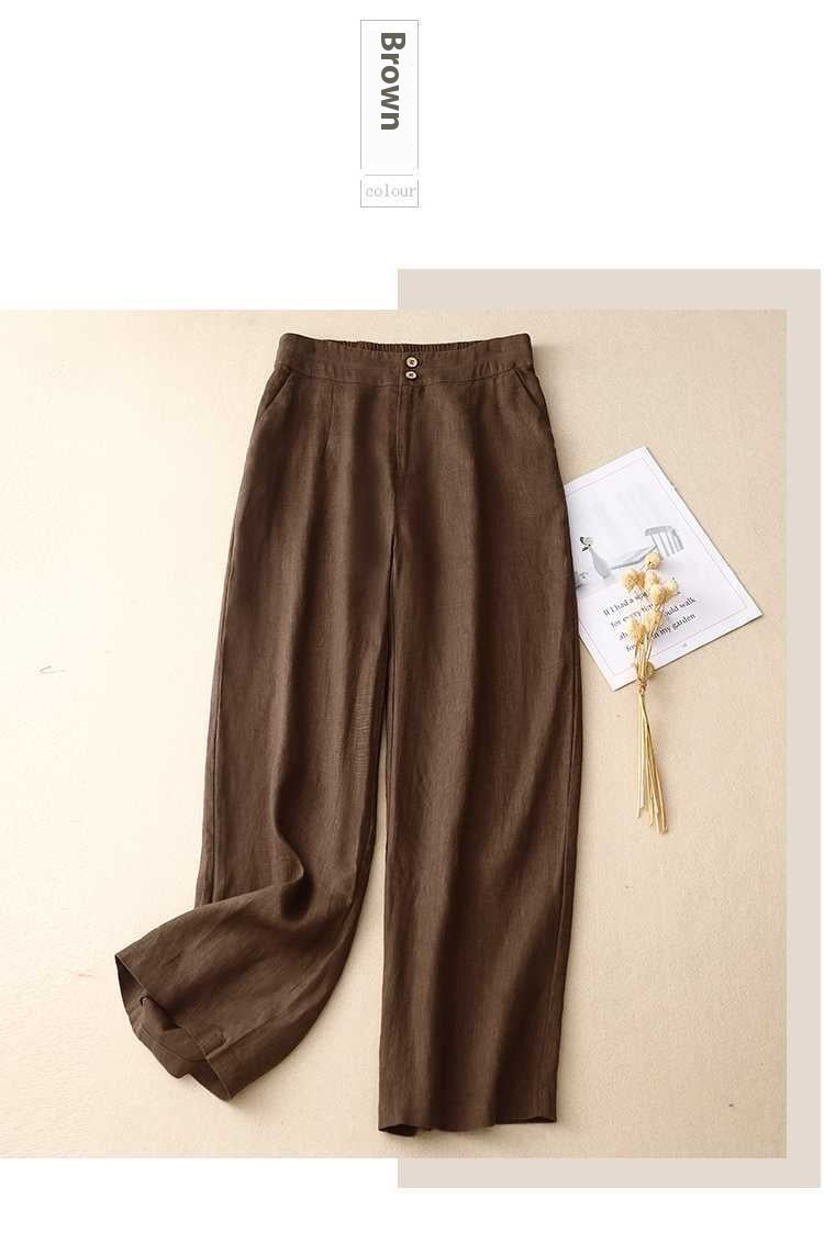 Summer Straight-leg Pants Slimming Versatile Women's Pants Linen Pants