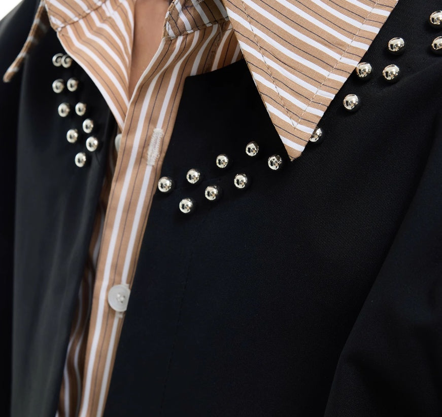 Niche Fake Two-piece Striped Stitching Shirt