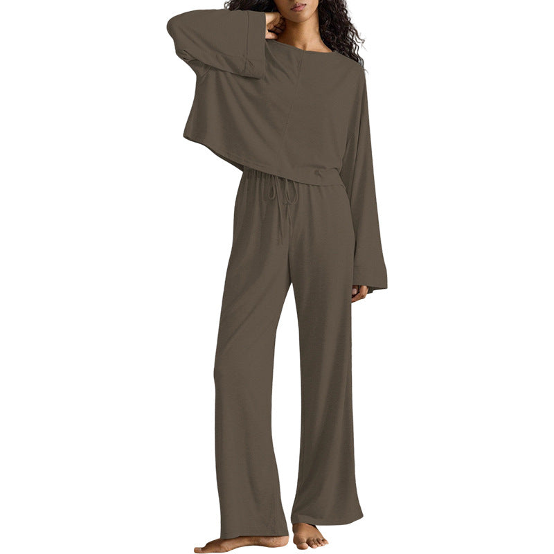 Women's Batwing Sleeve Top And Trousers Lazy Casual Homewear Suit