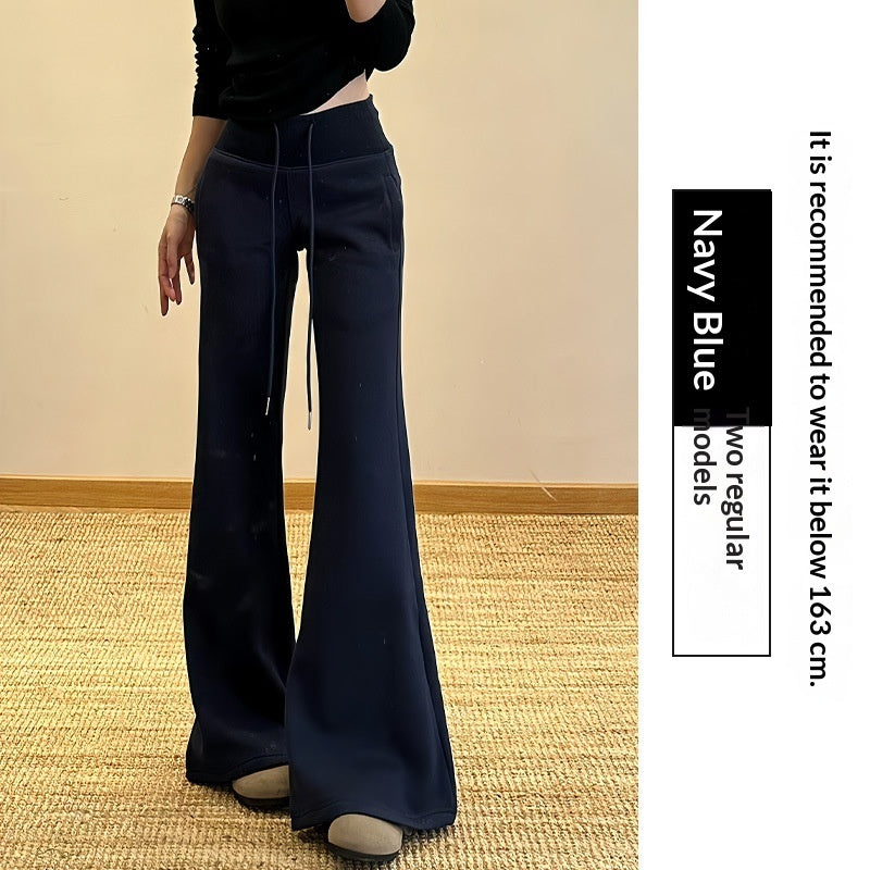 Dark Gray Flared Pants Womens High-Waisted Casual Sport Pants