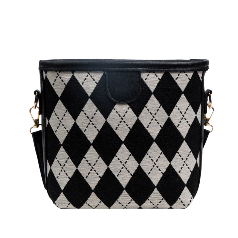 Check Vintage Crossbody Simple Casual Tote Bag