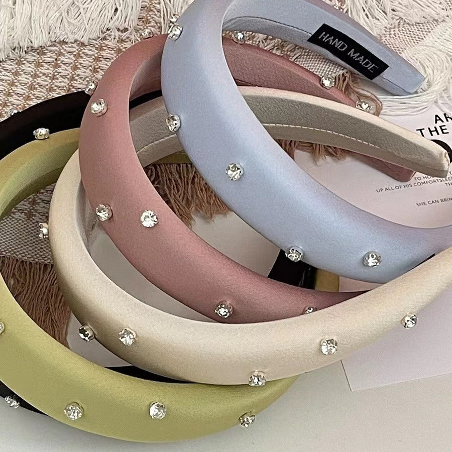 Women's Outdoor All-matching-type High Skull Top Sponge Headband With Drill