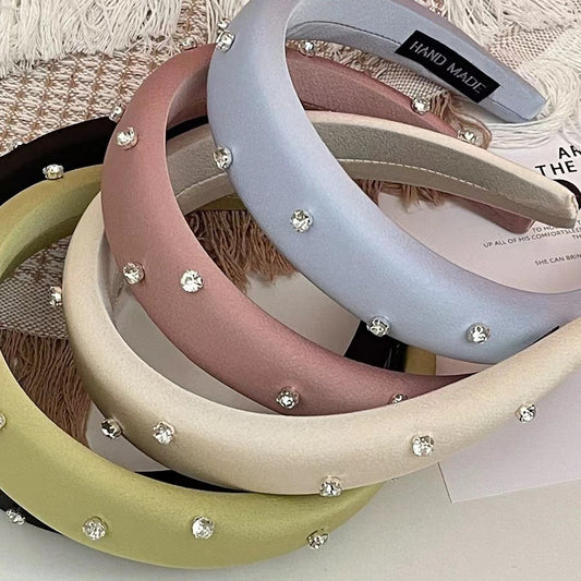 Women's Outdoor All-matching-type High Skull Top Sponge Headband With Drill