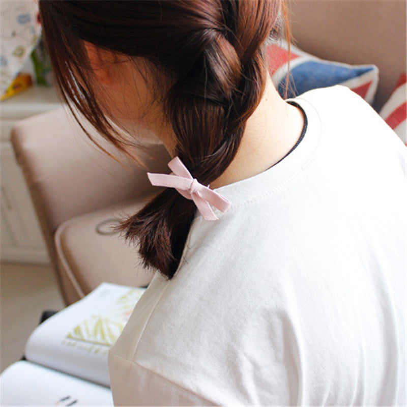 Korean Version Of The Net Red Solid Color Bow Tie Hair Rubber Band