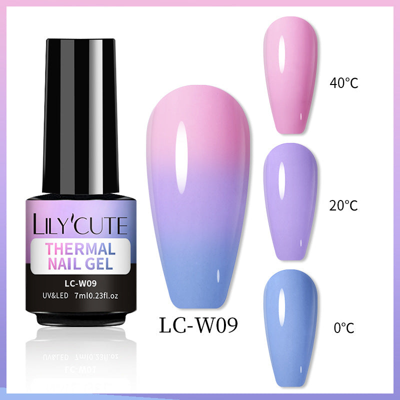 Temperaturændring Glitter UV Neglelak Tre-sektions Farveskift
