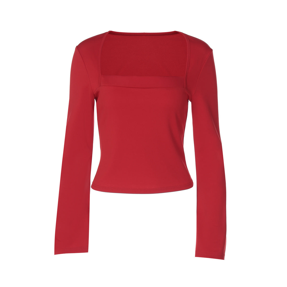 Sexy Square-neck Bottoming Shirt Slim Solid Color Flare Sleeve T-shirt