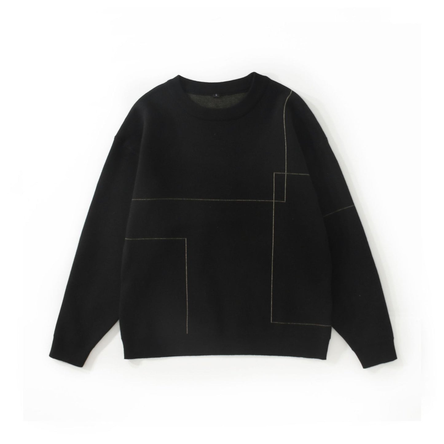Uregelmæssige linjer, rundhalset langærmet sweater til mænd
